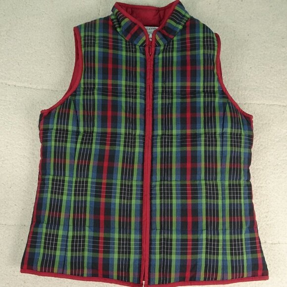 Pendleton Green/Red Plaid Design Full Zip Vest Med - Picture 1 of 4